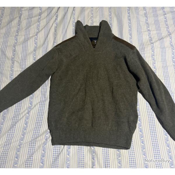 Pull Homme Col Montant avec Zip - Vert Kaki - NEUF taille L