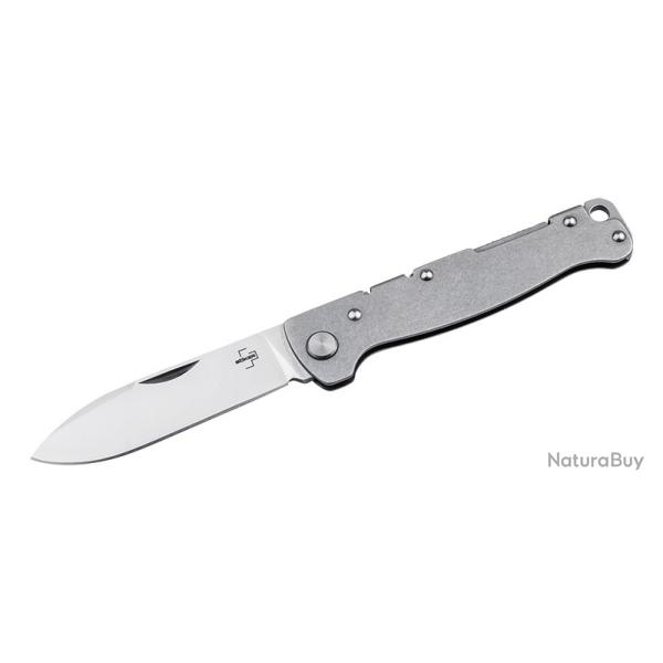 Boker Couteau Atlas Backlock Droppoint - Lame 71mm - Manche Acier - Clip