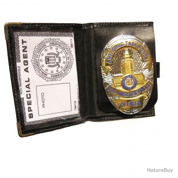 Plaque police US Anti drug task force Officer Los Angeles avec cuir ref bo 100
