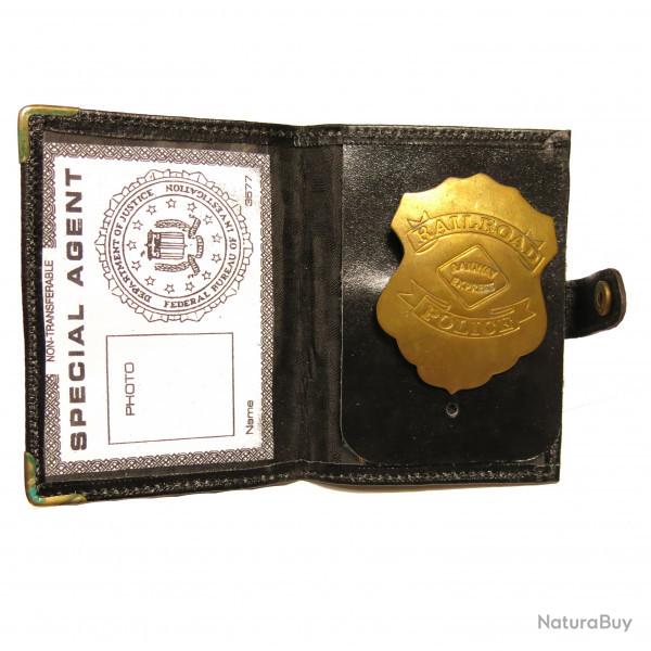 Plaque police Railroad rail way express avec cuir ref bo 104