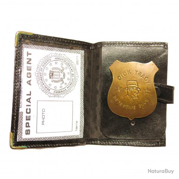 Plaque police Dick Tracy d�tective avec cuir ref bo 104