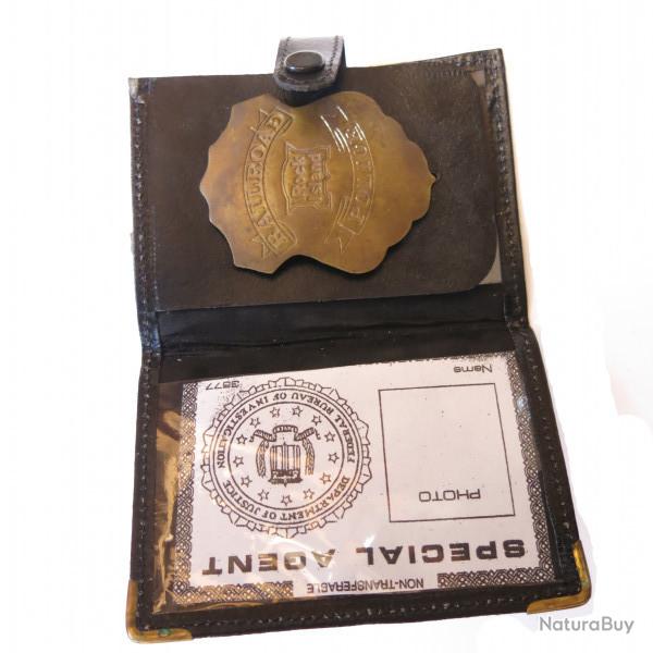 Plaque police Railroad Rock Island avec cuir ref bo 104