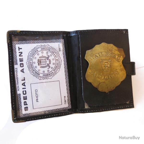 Plaque police Rail Road PRR avec cuir ref bo 104