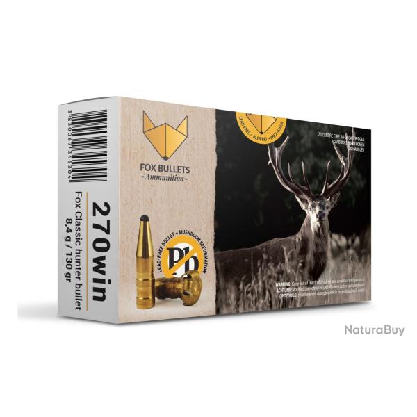Boites de 20 cartouches Fox Bullets Fox classic Hunter cal.270WIN 130gr