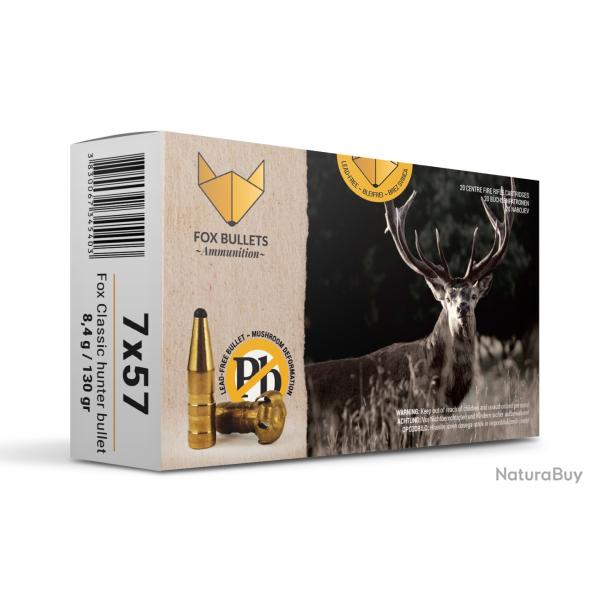 Boites de 20 cartouches Fox Bullets Fox classic Hunter cal.7X57 130gr