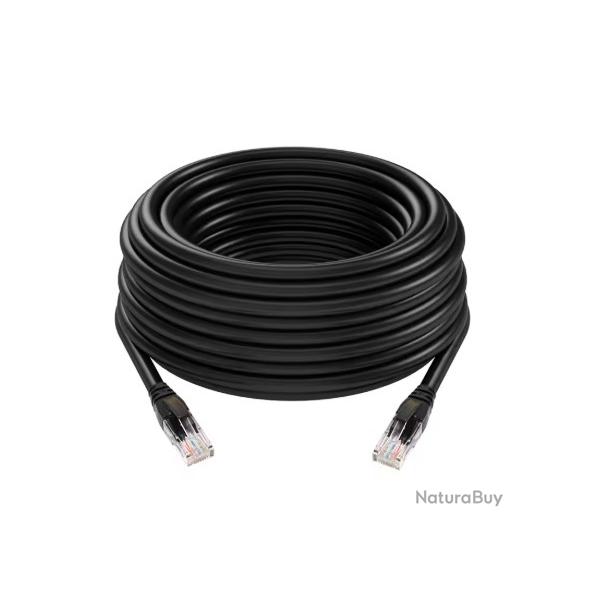 Cble Rseau Ethernet RJ45 CAT6 Gigabit - 20 mtres - Noir Haute Qualit
