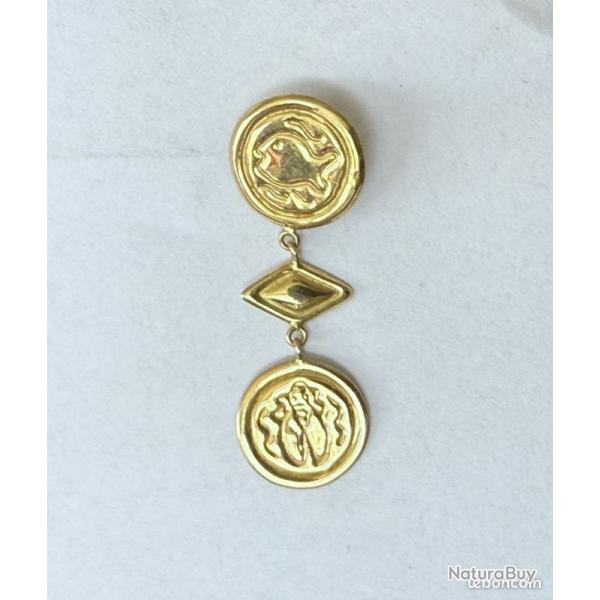 Boucles d'oreilles or massif 14 carats - poisson & abeille