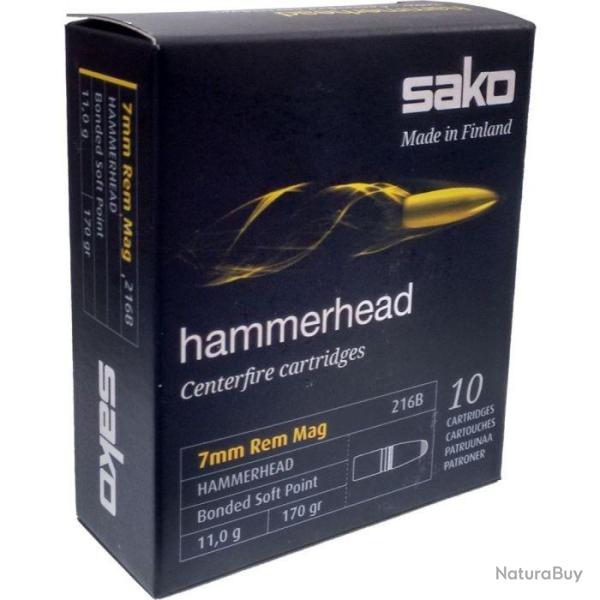Munitions SAKO calibre 7mm Rem Mag Hammerhead 170gr - 11g x20