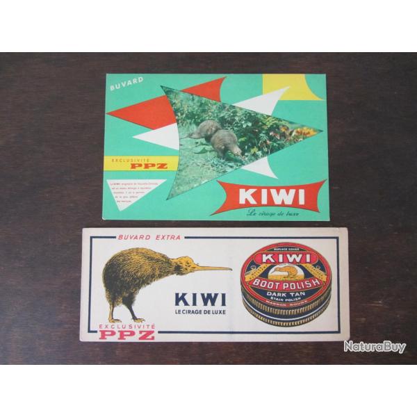 2 Buvards cirage Kiwi 1950-1960