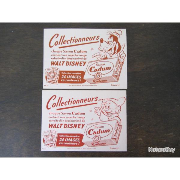 2 Buvards publicitaires Cadum Disney de 1960