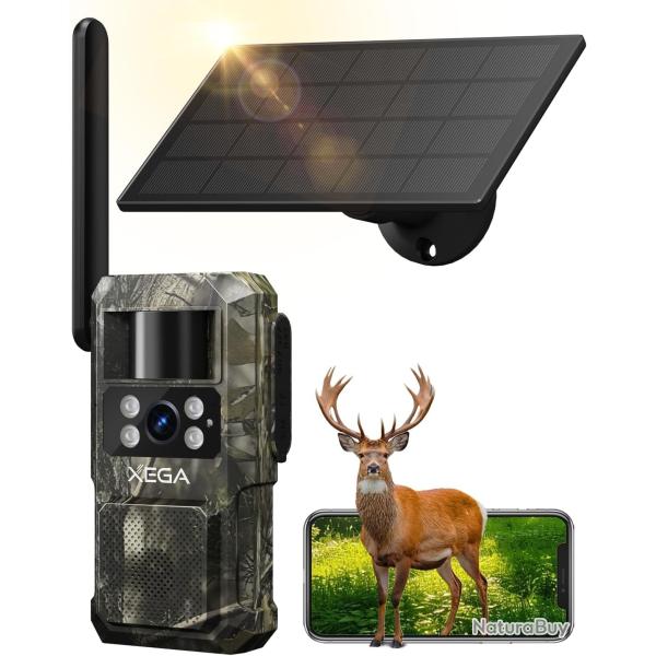 Camra de Chasse Solaire 4G Carte SIM sans Fil Vision Capteur PIR Nocturne Batterie 7800mAh