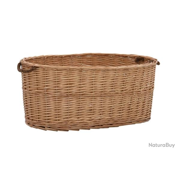 Panier bois de chauffage marron 78x54x34 cm saule naturel rustique rangement pratique