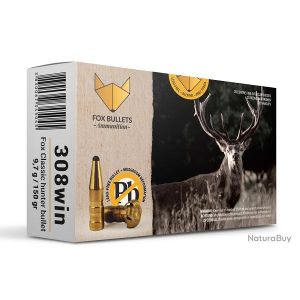 Boites de 20 cartouches Fox Bullets Fox Classic Hunter cal.308WIN 150g