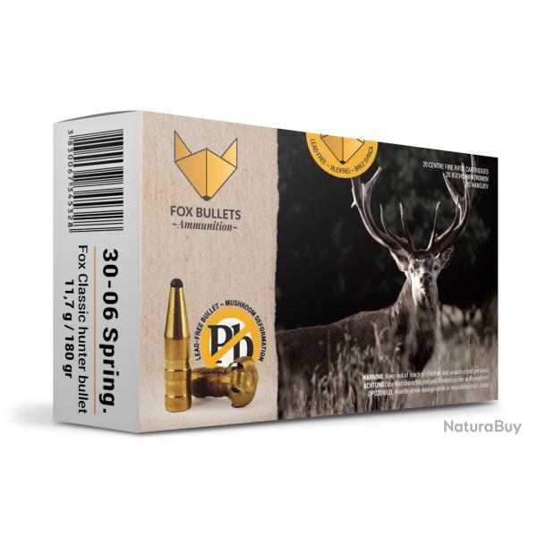 Boites de 20 cartouches Fox Bullets Fox Classic Hunter cal.30-06 180g