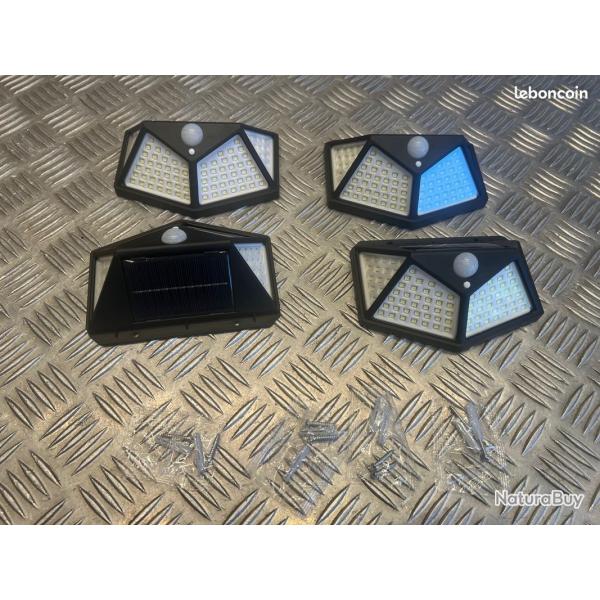 Kit de 4 lampes solaires murales extrieures  100 LED