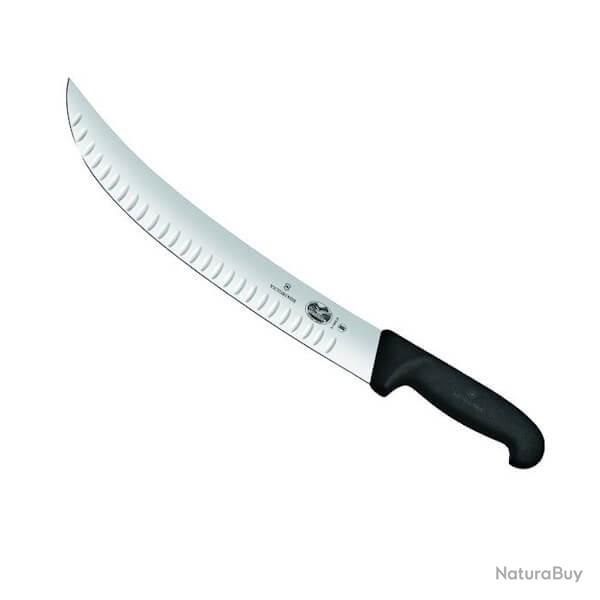 Couteau abattre lame alv�ol�e dos renvers� 31 cm Victorinox manche noir 5.7323.31