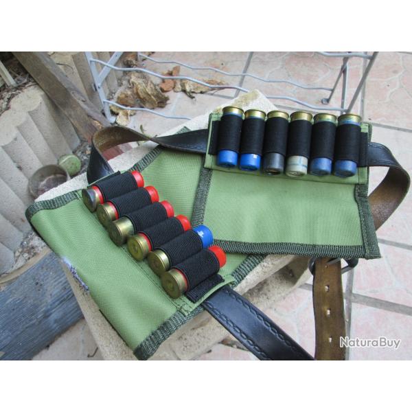 lot 2 pochettes cartouchieres de ceinture pour munition calibre 12 et 16 motif sanglier(h)
