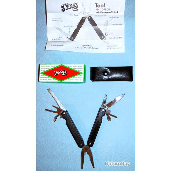 OUTIL MULTIFONCTIONS COUTEAU HERBERTZ NEUF SOLINGEN 109800 INOX �TUI BO�TE 9 pi�ces ALLEMAGNE