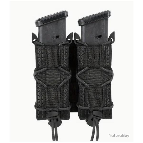 Porte chargeur double tactique -Type Taco - Noir - Pour arme de poing