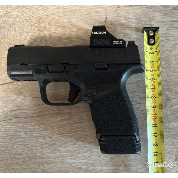 Pistolet COMPACT SPRINGFIELD ARMORY Hellcat Osp 3'' Cal 9X19mm+plaque adaptatrice+Micro-Point Rouge