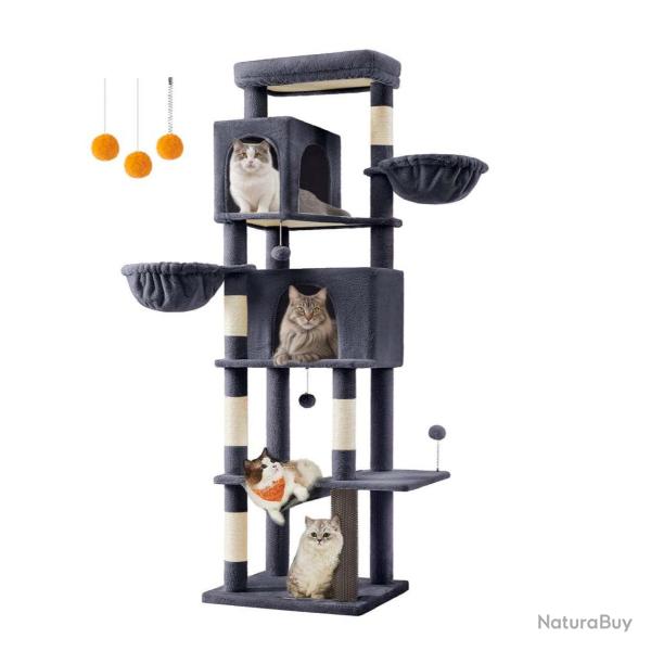 Arbre � chat tour � chat de 175 cm de haut abri � chat multi-niveaux avec 2 niches 2 paniers 5 grif