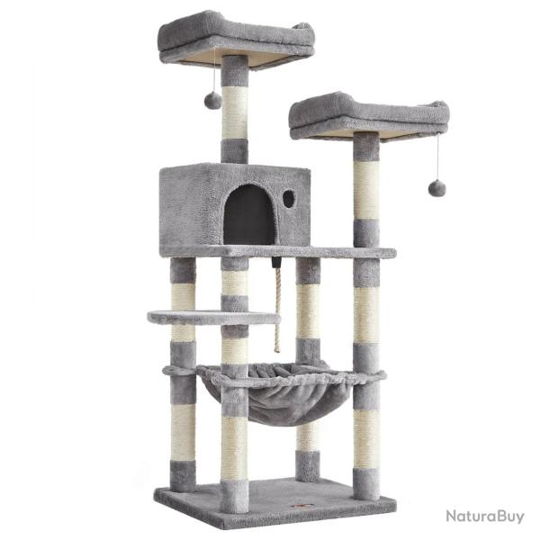 Arbre � chat stable avec niche hauteur de 143 cm gris clair 12_0003878
