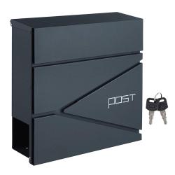 Bo&icirc;te aux lettres murale avec porte-journaux cl&eacute;s facile &agrave; installer design moderne gris anthracite