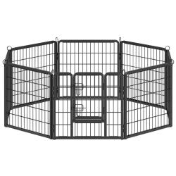 Parc pour chien cl&ocirc;ture pour animaux acier et panneaux d'agglom&eacute;r&eacute; porte coulissante &agrave; double loque