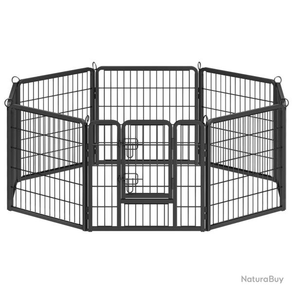 Parc pour chien cl�ture pour animaux acier et panneaux d'agglom�r� porte coulissante � double loque