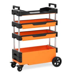 Chariot servante d'atelier 2 tiroirs 69 x 38,4 x 95,7 cm r&eacute;glable en hauteur plastique 14_0008596