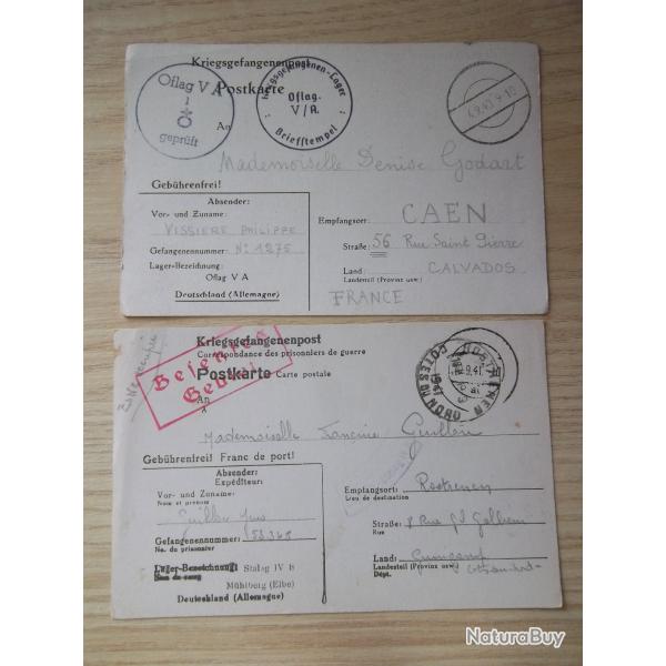 lot correspondances prisonniers Stalags et Oflags documents militaire collection