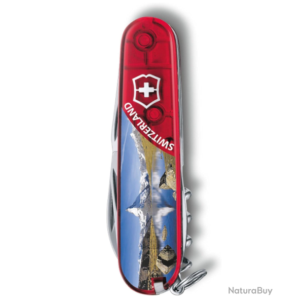 Victorinox 1.3703.TE2B1 Climber Mattherhorn Couteau Suisse Multifonction 14 Outils - 91 mm Rouge Tra