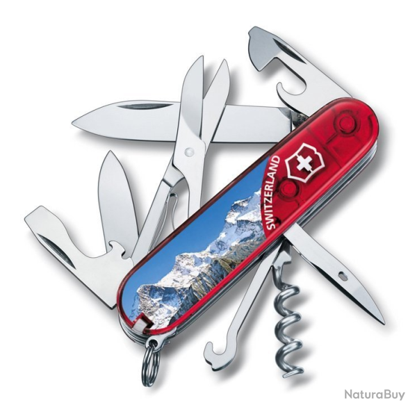 Victorinox 1.3703.TE3B1 Climber Piece of Switzerland - Couteau Suisse Multifonction 91 mm avec 14 Fo