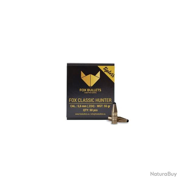 Boites de 50 Ogives Fox Bullets Fox Classic Hunter cal.5,6MM 55G