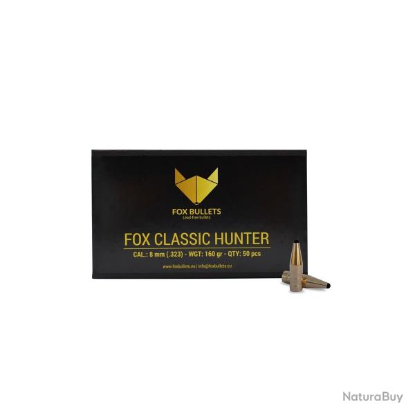 Boites de 50 Ogives Fox Bullets Fox Classic Hunter cal.8MM 160G