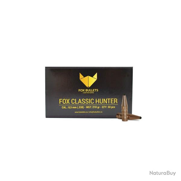 Boites de 50 Ogives Fox Bullets Fox Classic Hunter cal.8,5MM 210G