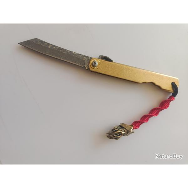 Type Higonokami san-mai damas personnalis� tresse