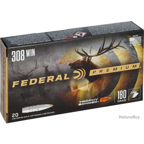 Cartouches F�d�ral Trophy Bonded calibre 308 180grs 11.7g