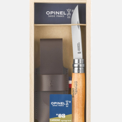 Opinel N&deg;08 Carbone avec &eacute;tui Alpine et plumier en bois