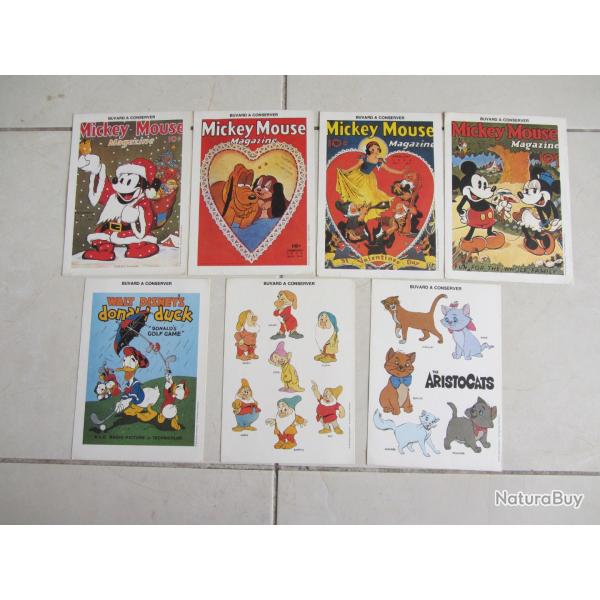 7 Buvards Walt Disney 1970