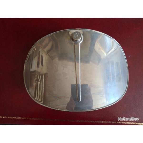 Rare bouillotte ventrale chrom�e de chauffeur de voiture ou d'officier sup�rieur des ann�es 1900