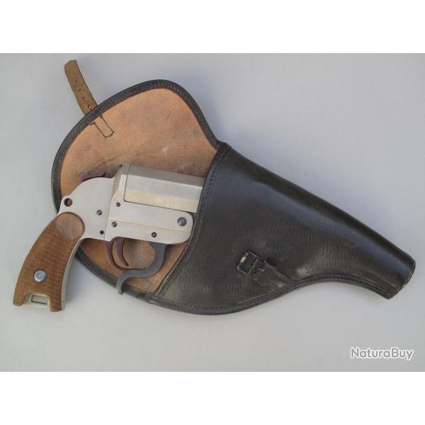 Rarissime pistolet lance-fus�es allemand Heym du 1er type avec son �tui en cuir