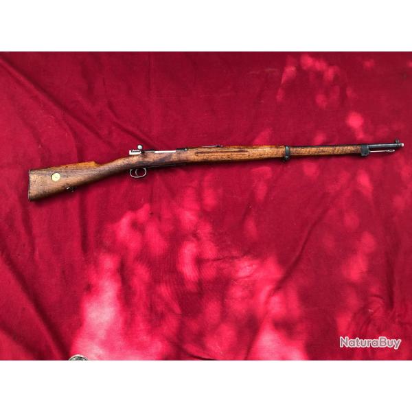 BEAU FUSIL CARL GUSTAV CAL 6,5 x 55 MONOMATRICULE FABRICATION DE 1900 AVEC ENCOCHE BOIS POUR LUNETTE