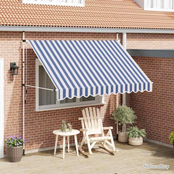 Auvent r�tractable manuel 300 cm Rayures bleues et blanches