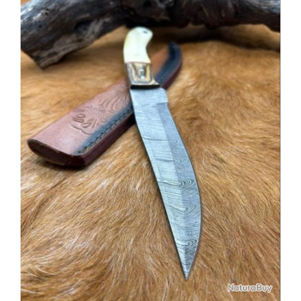 Couteau de chasse -  Damas - Manche en os (4)