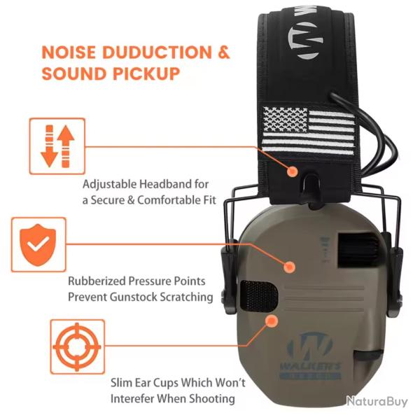 Casque antibruit tir Bluetooth WK 23dB - Protection auditive �lectronique chasse & stand de tir