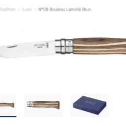 Opinel N&deg;08 Collection Bouleau Lamell&eacute; Brun