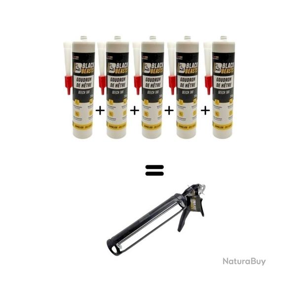 Wahoo ! Pack de 5 Goudrons de htre BLACK BEASTS cartouche 310g + pistolet offert