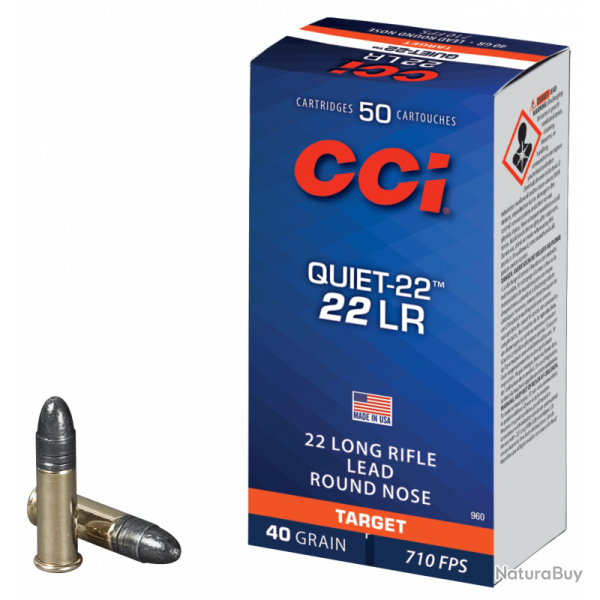 Munitions 22lr CCI Quiet - 40Gr LRN 20 boites ( 1000 munitions )