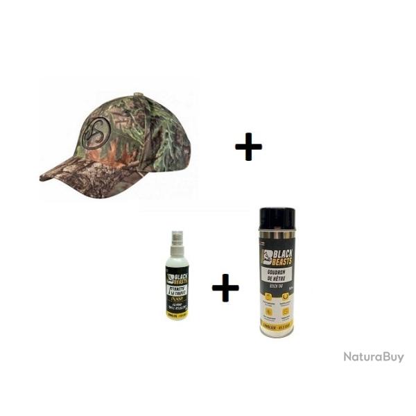 Wahoo ! Pack Goudron vgtal htre BLACKBEASTS spray 500ml+spray truffe 100ml + casquette SAUER cam